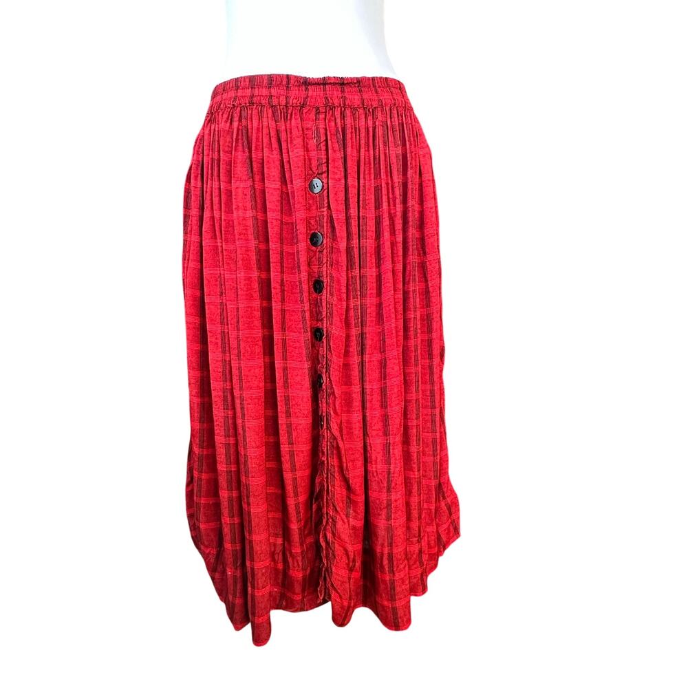 Vintage red plaid midi skirt